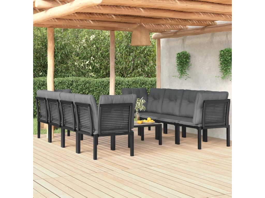9-piece black and grey resin wicker garden furniture set