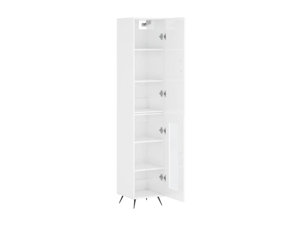 High-gloss white sideboard, 34.5x34x180 cm, engineered wood