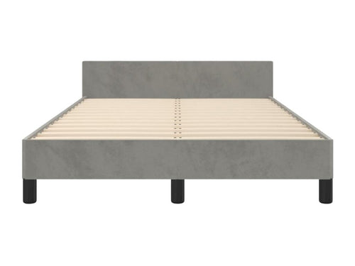 Bed frame with light grey velvet headboard, 120x190