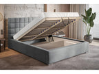 Homzora Noris 160x200 Adult Bed with Storage - Double Bed, Upholstered Bed with Headboard - Light Grey Velvet Homzora 90