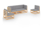 5-piece garden furniture set with cushions, solid pine wood, 27