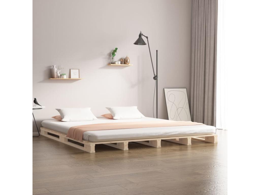 Pallet bed 135x190 cm Solid pine wood Double