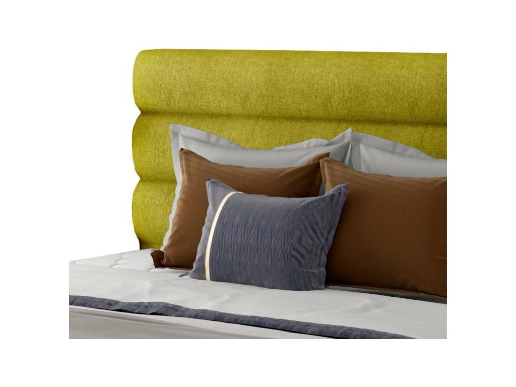 Homzora designer bed in olive yellow fabric - 4 sizes - 140x200