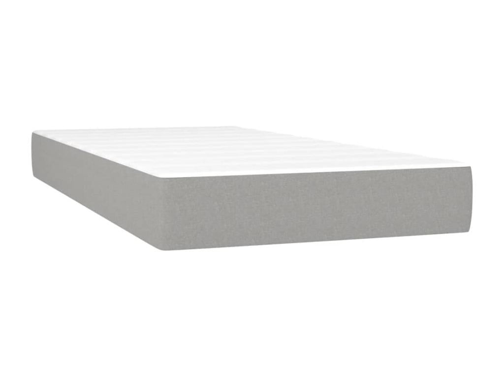 Upholstered bed base with mattress, light grey, 200x200cm, fabric