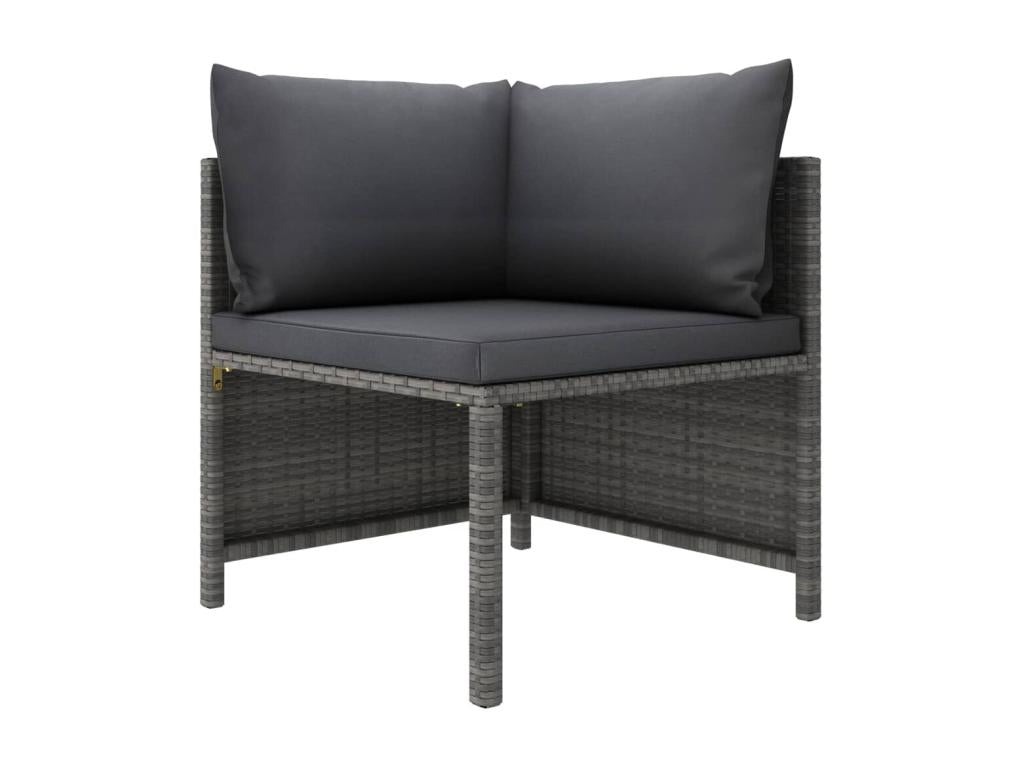 12-piece garden furniture set with cushions, grey woven resin