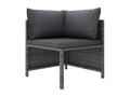 12-piece garden furniture set with cushions, grey woven resin