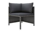 12-piece garden furniture set with cushions, grey woven resin