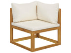 2-seater garden bench with cream-white cushions