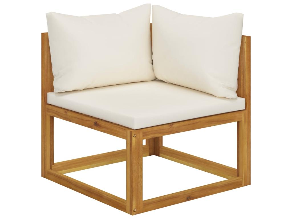 2-seater garden bench with cream-white cushions