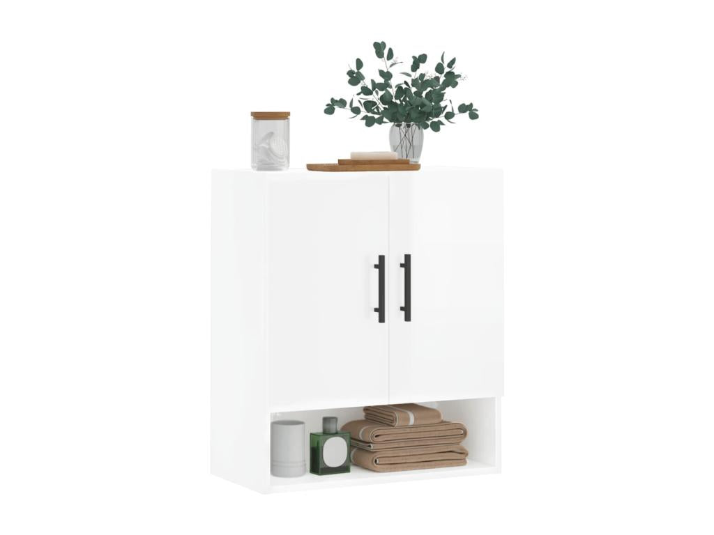 Glossy white wall cabinet 60x31x70 Engineered wood