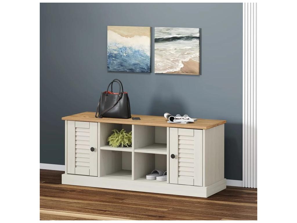 Homzora white shoe bench 106x35x45 solid pine wood