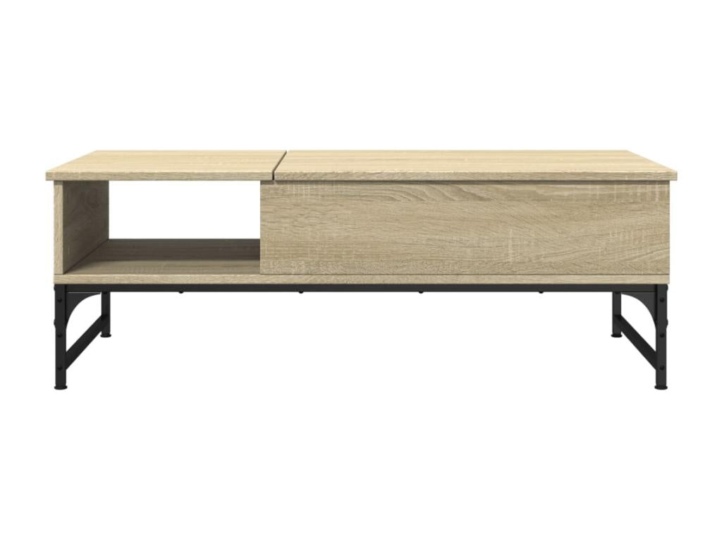 Homzora oak coffee table 100x50x35 engineered wood and metal