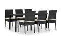 7-piece garden dining set, black woven resin