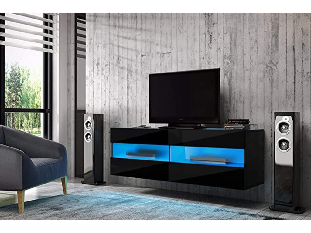 Homzora cabinet with LED lighting, 100 cm, black