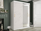 Homzora 260 White Marble Wardrobe - Matte White 200x150x62cm Sliding Wardrobe Doors
