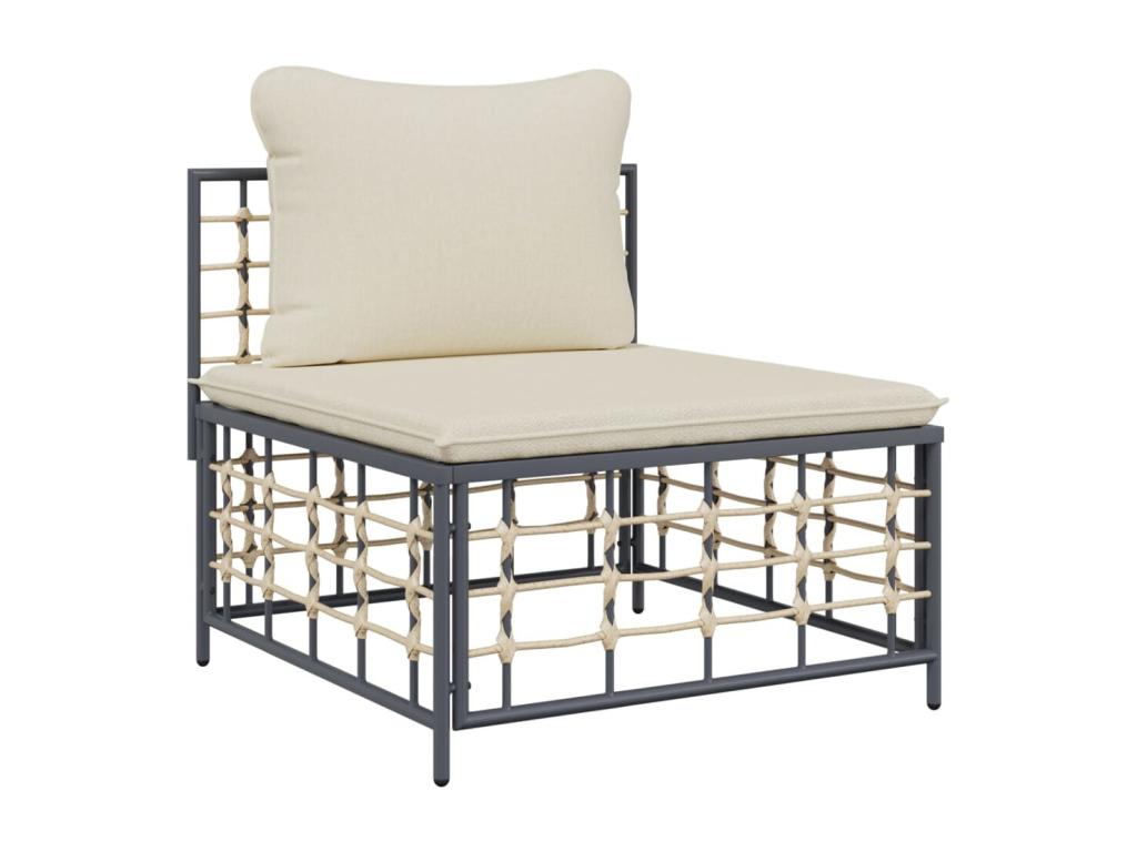 11-piece garden furniture set with cushions, anthracite resin wicker