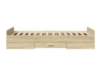 Homzora 90x200cm oak engineered wood bed frame and drawers