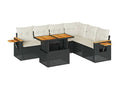 Homzora 6-piece garden furniture set with cushions, black woven resin