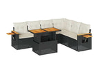 Homzora 6-piece garden furniture set with cushions, black woven resin