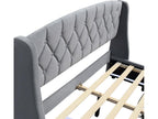 Upholstered bed 180x200cm in velvet - with 4 drawers - Grey