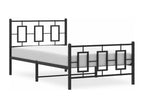 Black metal bed frame with headboard/footboard, 100x190 cm