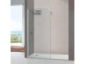 Fixed shower screen in 8mm thick clear safety glass with anti-limescale coating, 120cm wide x 195cm high, matte white profile, Homzora Mont Blanc CC