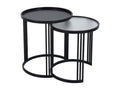 Homzora Set of 2 Side Tables, Round Black Coffee Tables