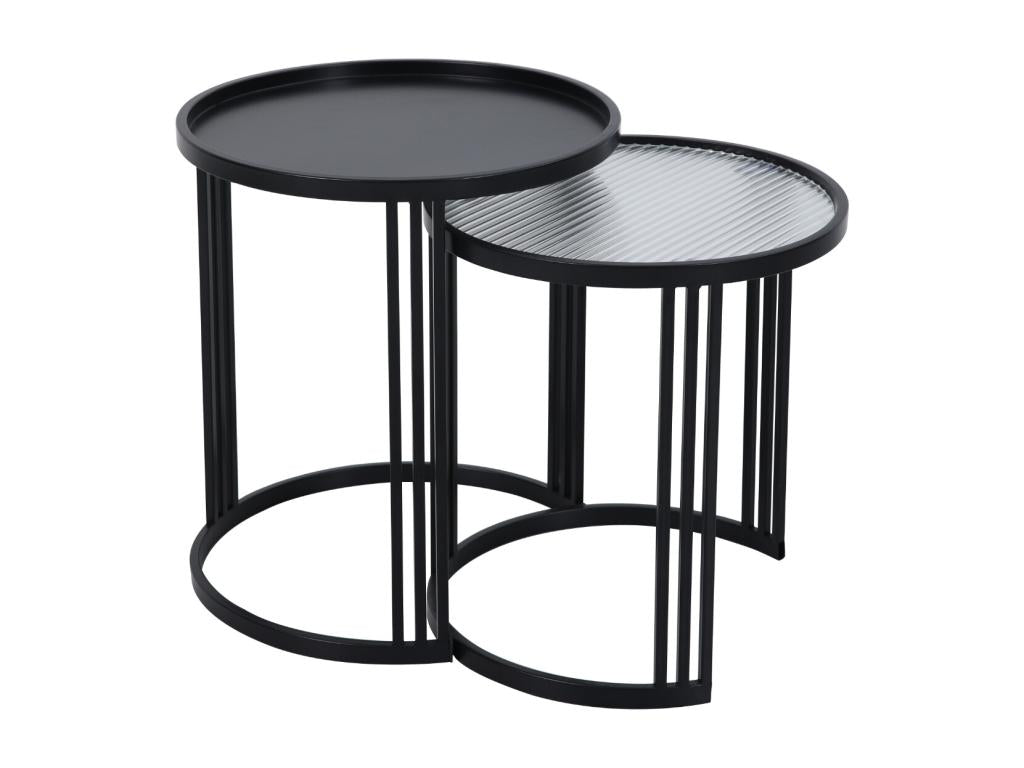 Homzora Set of 2 Side Tables, Round Black Coffee Tables