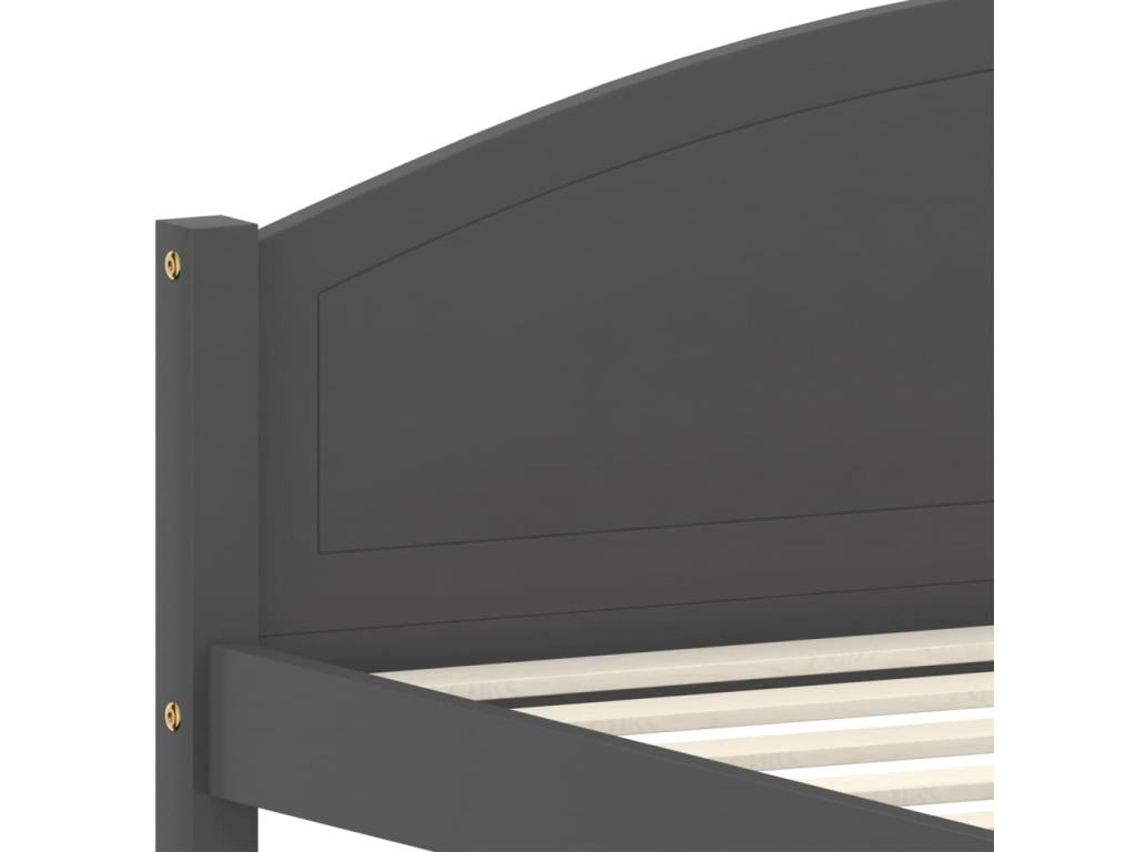 Dark Grey Bed Solid Pine Wood 160x200