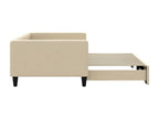 Daybed with pull-out bed, cream color, 100x200 cm, fabric