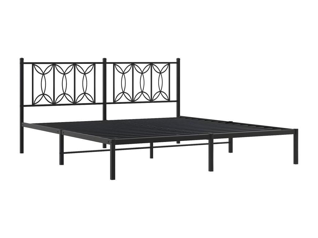 Metal bed frame with black headboard, 183x213 cm