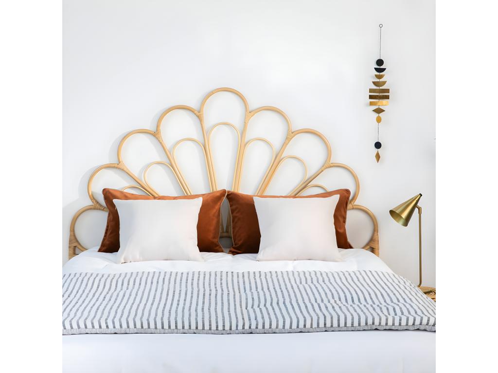 Homzora - Designer rattan headboard 148cm - Natural