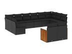 12-piece garden furniture set with cushions, black resin wicker