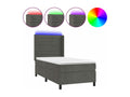 Upholstered bed base and mattress with LED lighting, Dark Grey, 90x190cm, Velvet