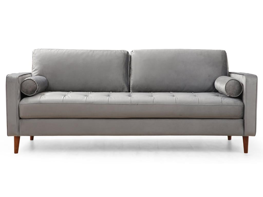 Homzora 215cm 3-seater light grey velvet sofa