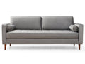 Homzora 215cm 3-seater light grey velvet sofa