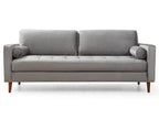 Homzora 215cm 3-seater light grey velvet sofa