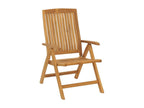 Set of 8 reclining garden chairs and cushions, solid teak
