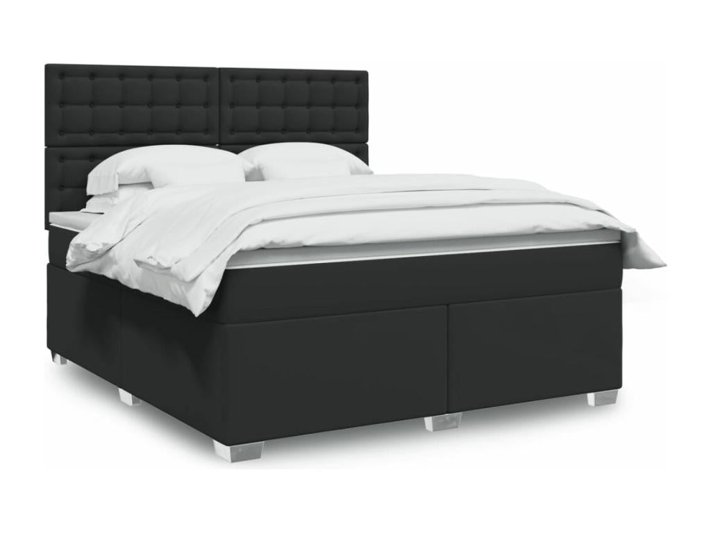 Homzora bed base with black 180x200 cm faux leather mattress
