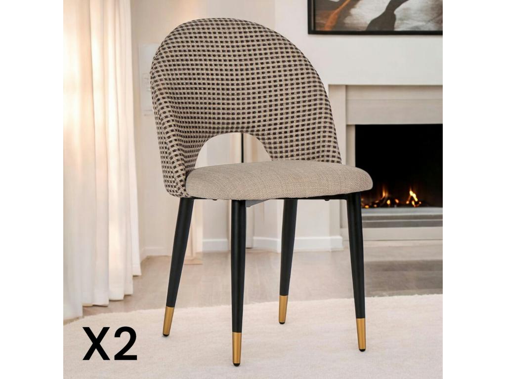 Homzora checkered fabric dining chair, set of 2.