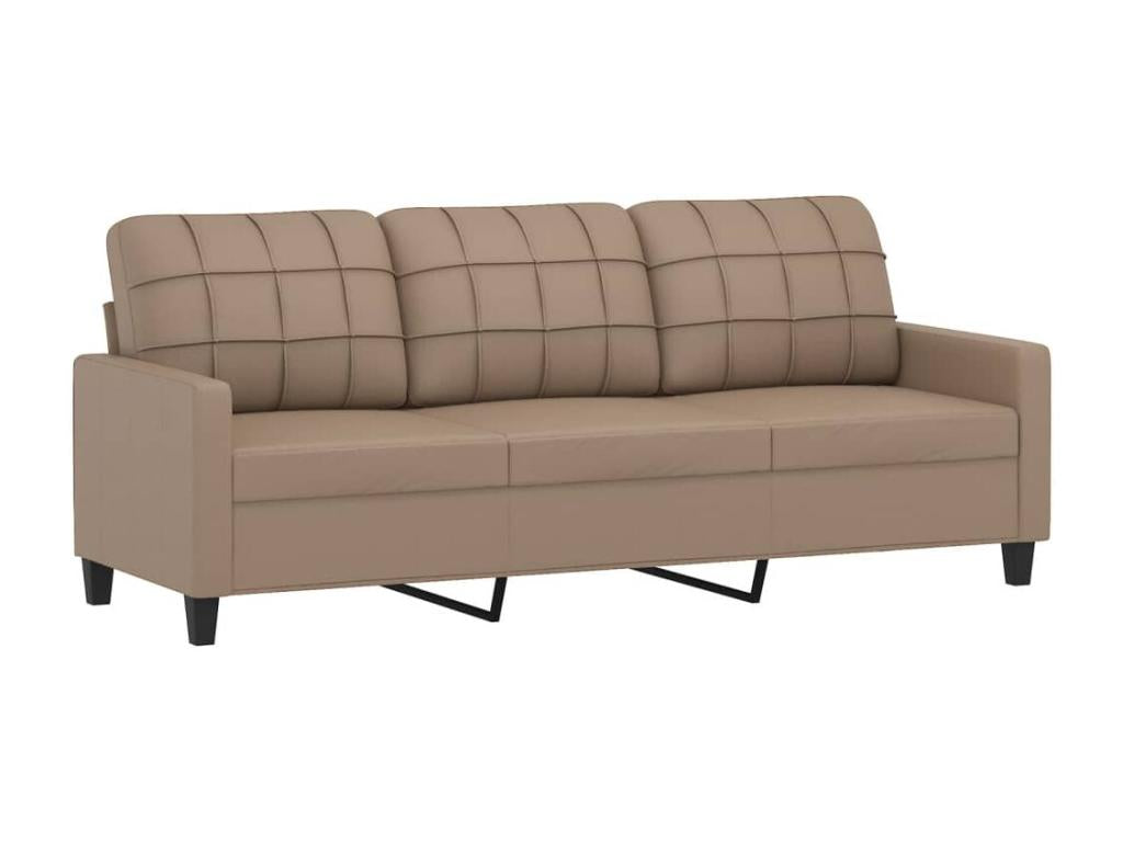 3-piece sofa set with cushions, Cappuccino faux leather