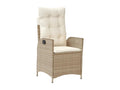 7-piece beige poly rattan garden dining set and cushions