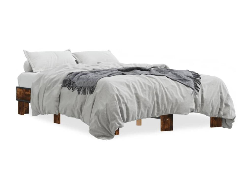 Smoked oak bed frame without mattress, 120x200 cm