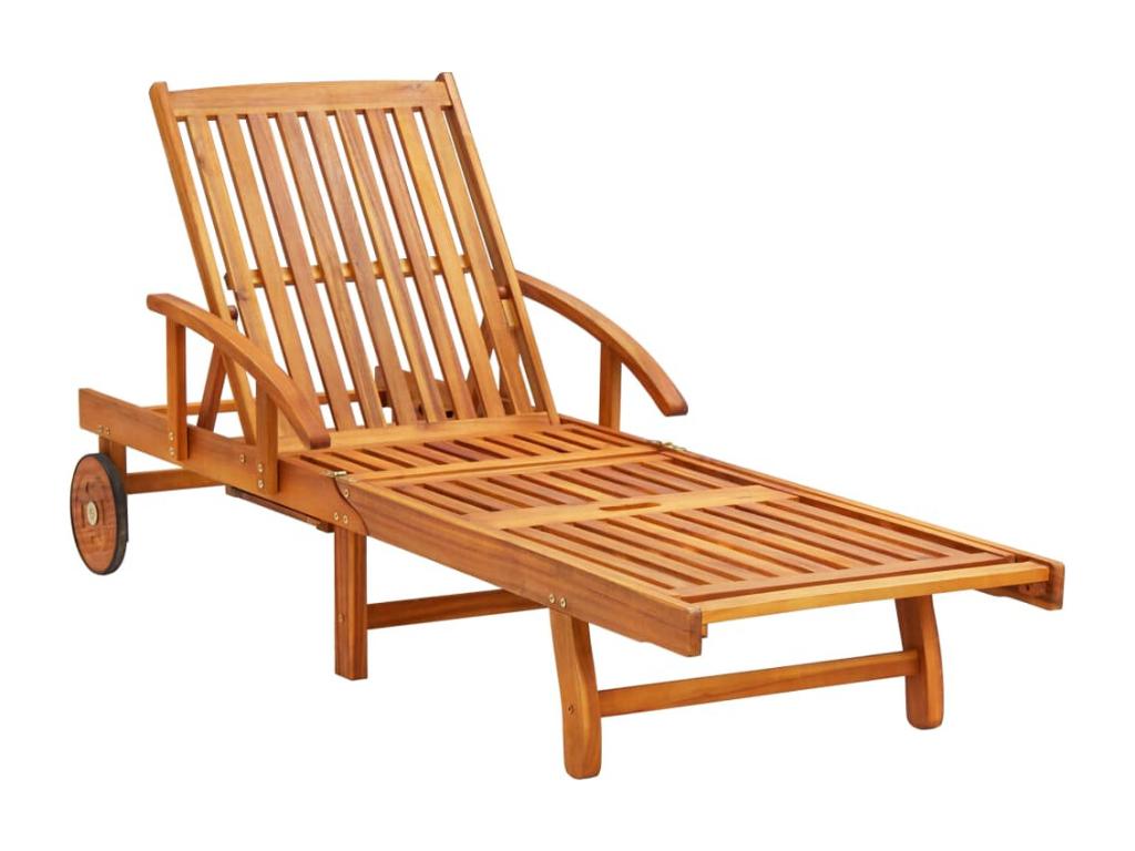 Brown wooden sun lounger/deckchair 200x67x30 cm 02 0012390