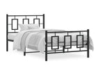 Black metal bed frame with headboard/footboard, 100x190 cm