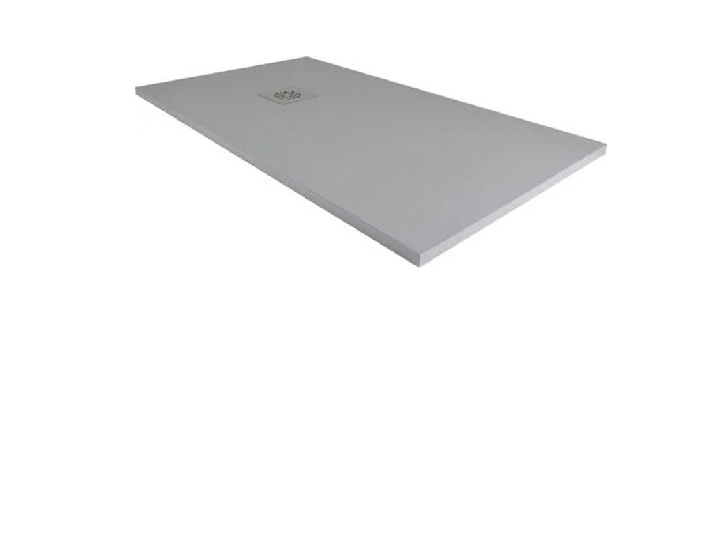 65x160 cm Homzora Extra Thin Shower Tray, Dark Grey RAL 7005, Made of Synthetic Resin and Marble Powder, with Free-Range Drain