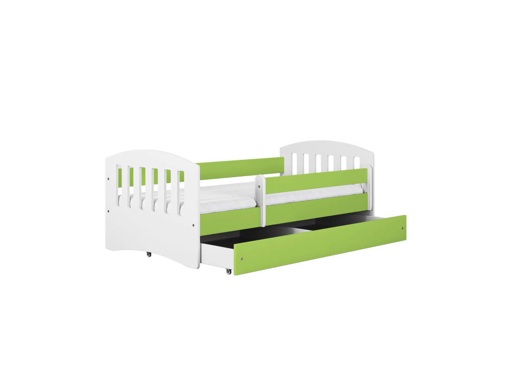Children's bed with guardrail 180x80 cm with drawer - Pistachio
