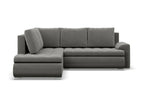 Left Corner Sofa with Ottoman Bed Function, Light Grey