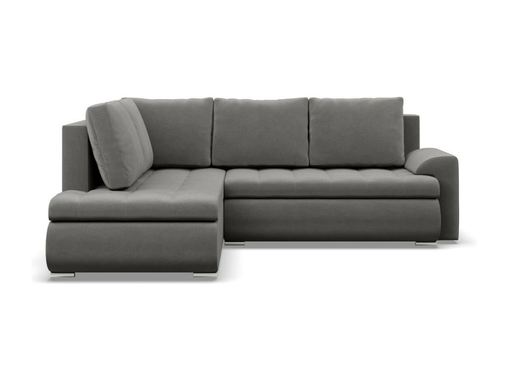 Left Corner Sofa with Ottoman Bed Function, Light Grey