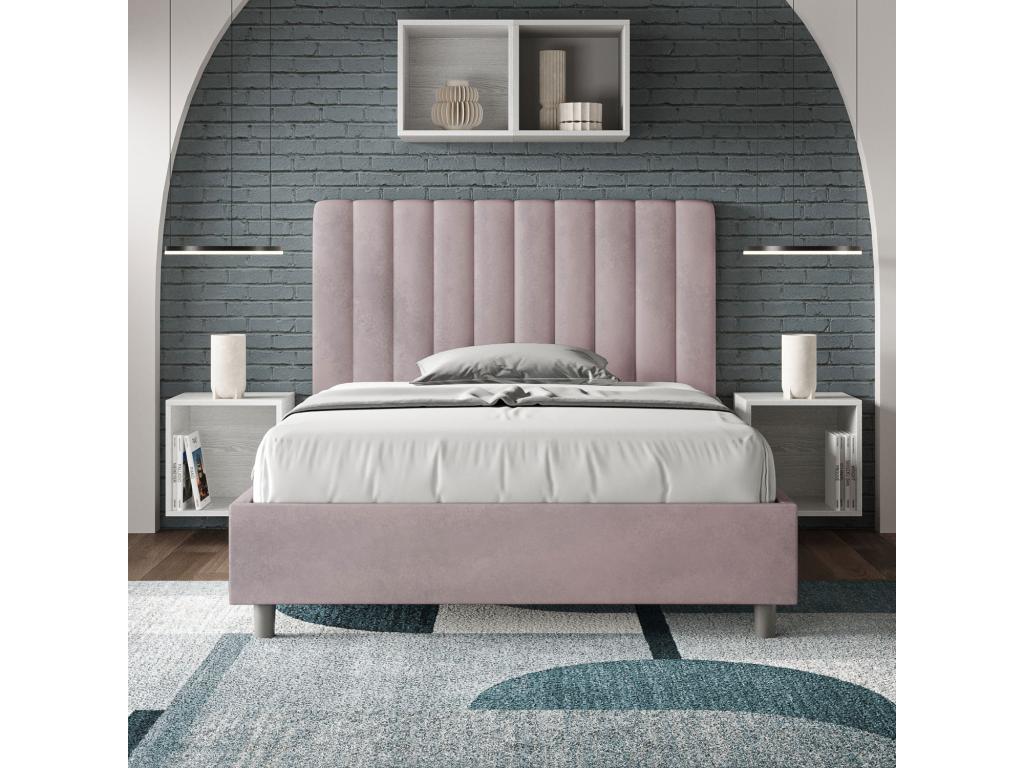 Homzora 1.5-person bed with 120x210 microfiber upholstered slatted base